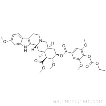 Ácido yohimban-16-carboxílico, 18 - [[4 - [(etoxicarbonil) oxi] -3,5-dimetoxibenzoil] oxi] -11,17-dimetoxi-, éster metílico, (57184496,3b, 16b, 17a, 18b, 20a ) - CAS 84-36-6